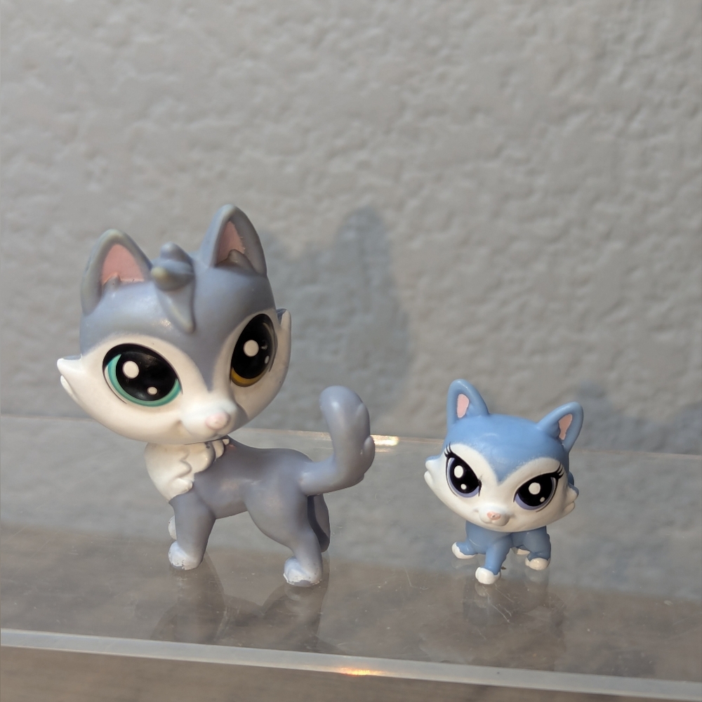 Littlest Pet Shop Hasbro LPS  Husky Dog With Mini Husky